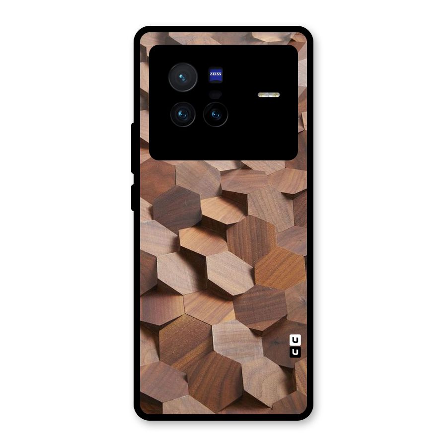 Uplifted Wood Hexagons Glass Back Case for Vivo X80