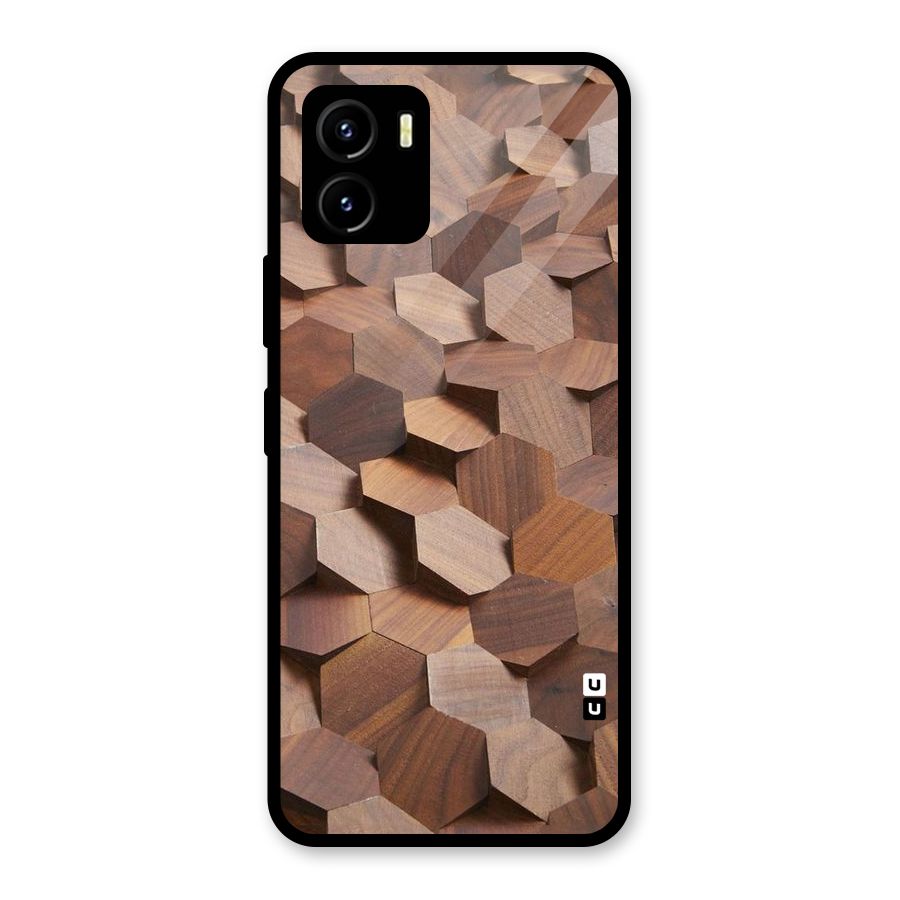Uplifted Wood Hexagons Glass Back Case for Vivo Y15s