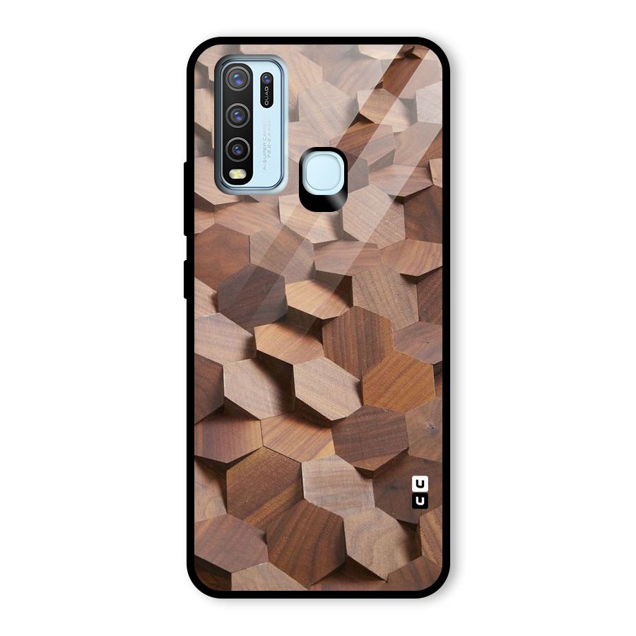 Uplifted Wood Hexagons Glass Back Case for Vivo Y30