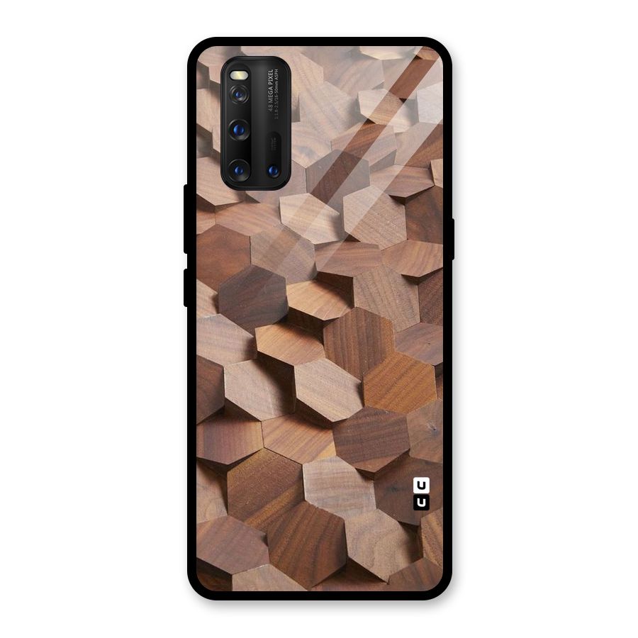 Uplifted Wood Hexagons Glass Back Case for Vivo iQOO 3