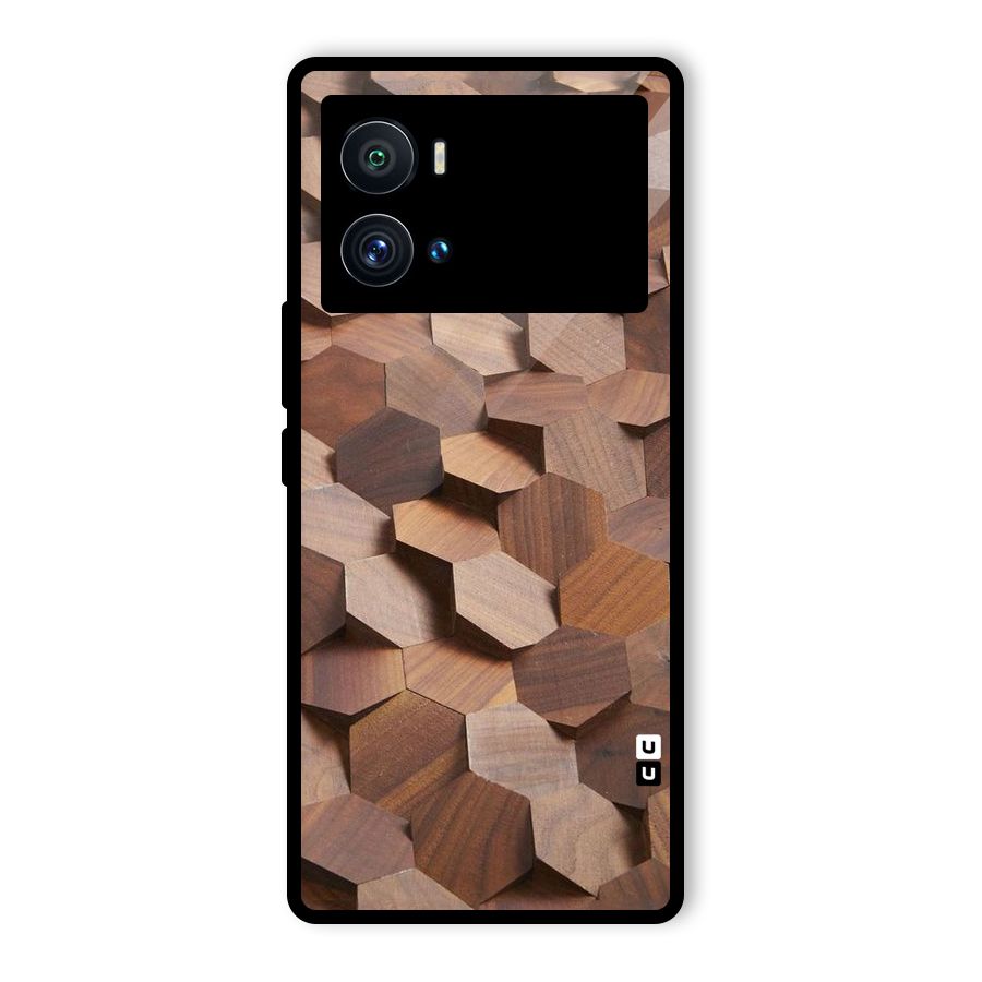 Uplifted Wood Hexagons Glass Back Case for Vivo iQOO 9 Pro