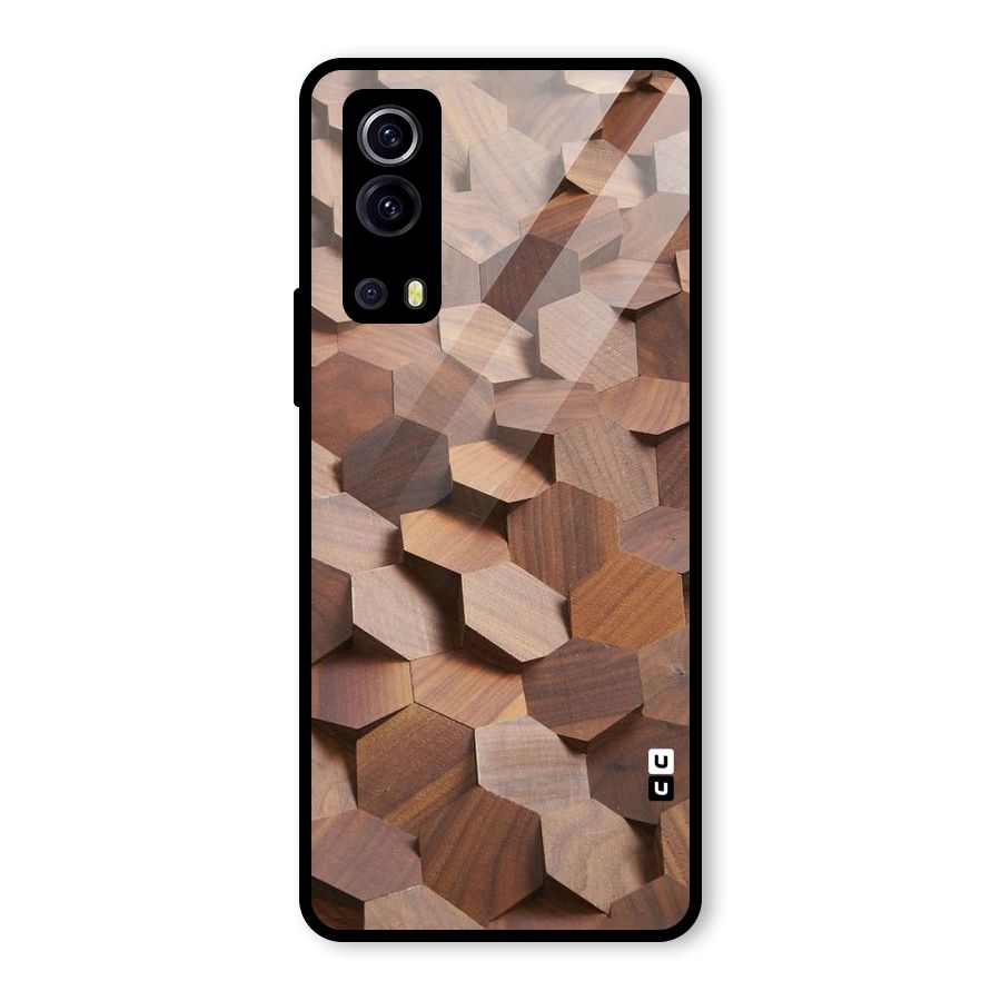 Uplifted Wood Hexagons Glass Back Case for Vivo iQOO Z3