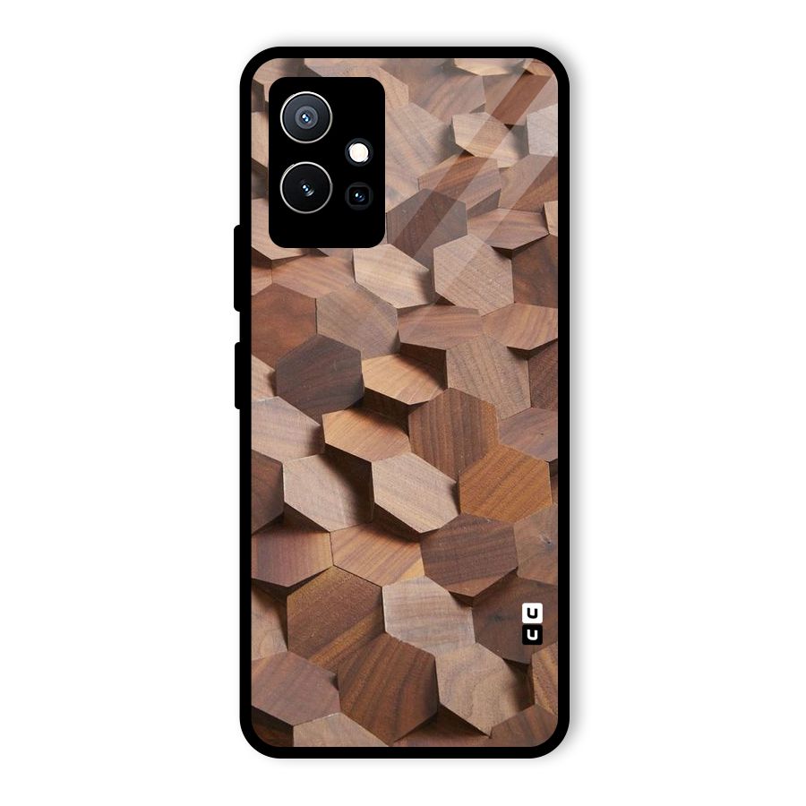 Uplifted Wood Hexagons Glass Back Case for Vivo iQOO Z6