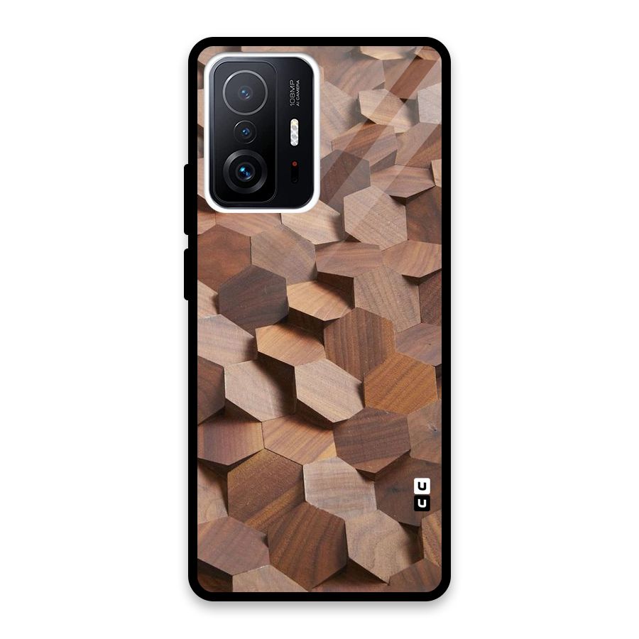 Uplifted Wood Hexagons Glass Back Case for Xiaomi 11T Pro