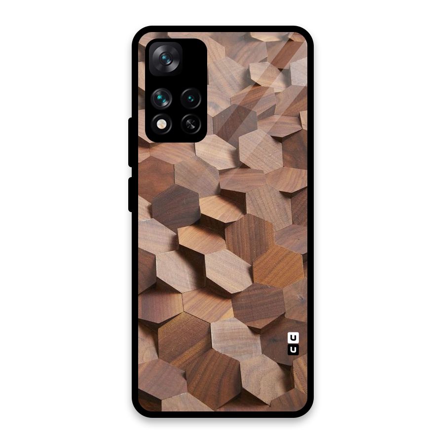 Uplifted Wood Hexagons Glass Back Case for Xiaomi 11i HyperCharge 5G