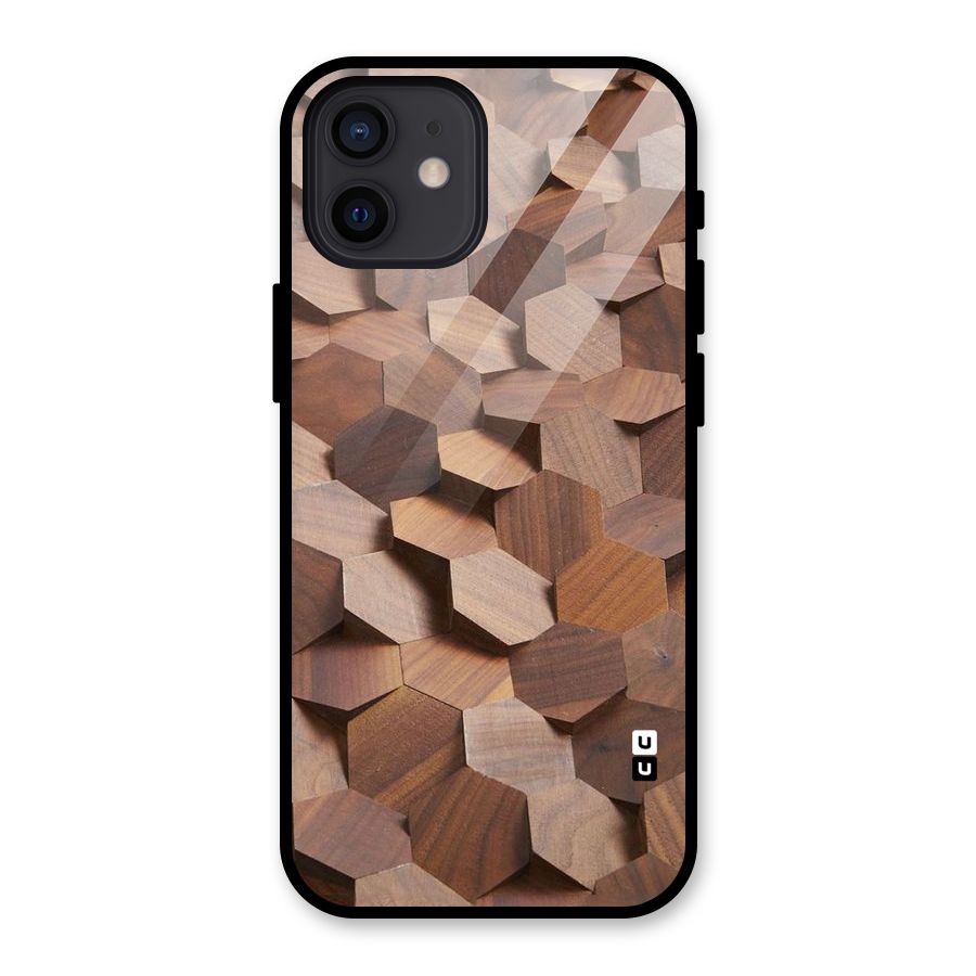 Uplifted Wood Hexagons Glass Back Case for iPhone 12