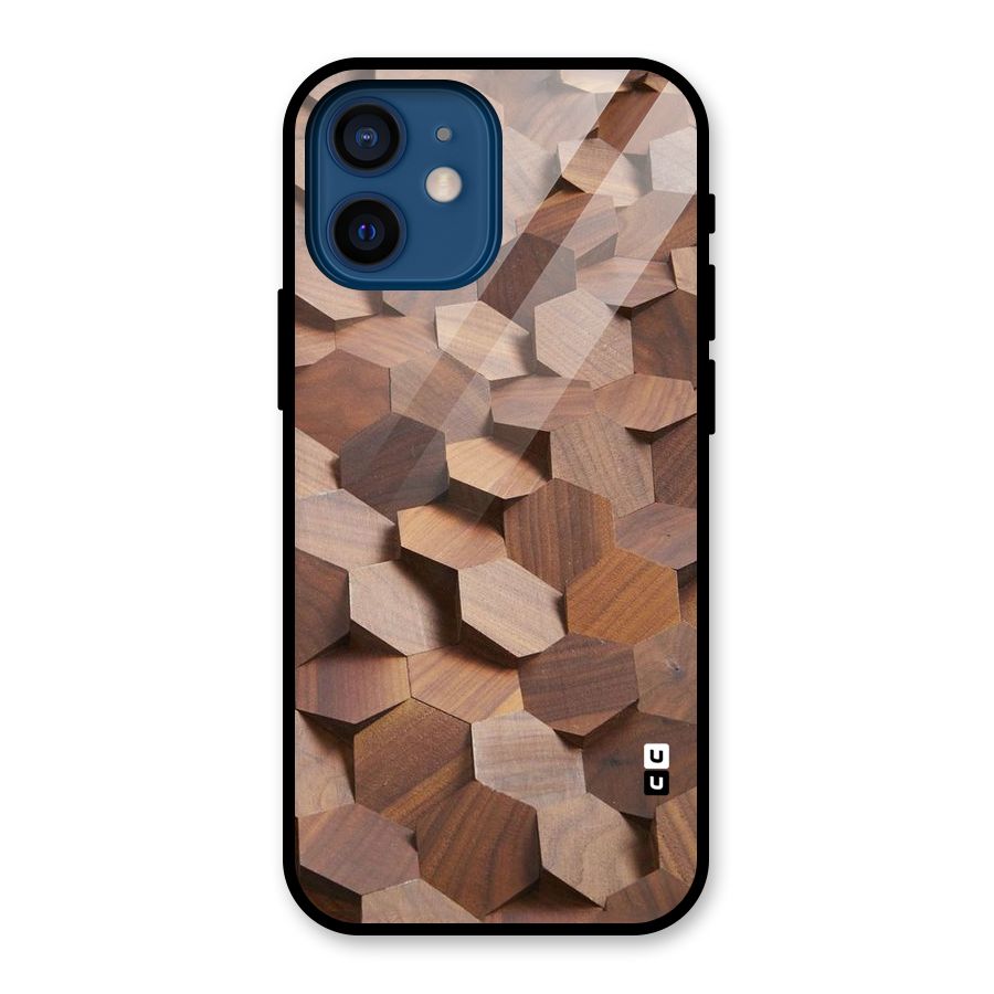Uplifted Wood Hexagons Glass Back Case for iPhone 12 Mini