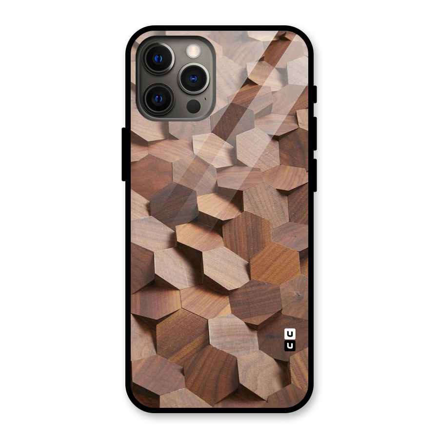 Uplifted Wood Hexagons Glass Back Case for iPhone 12 Pro Max