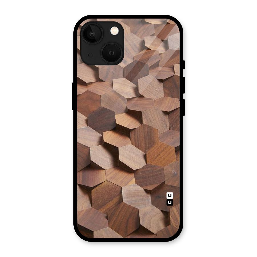 Uplifted Wood Hexagons Glass Back Case for iPhone 13