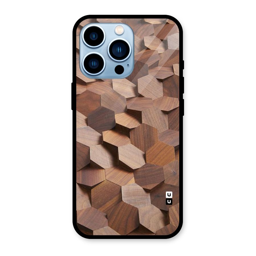 Uplifted Wood Hexagons Glass Back Case for iPhone 13 Pro