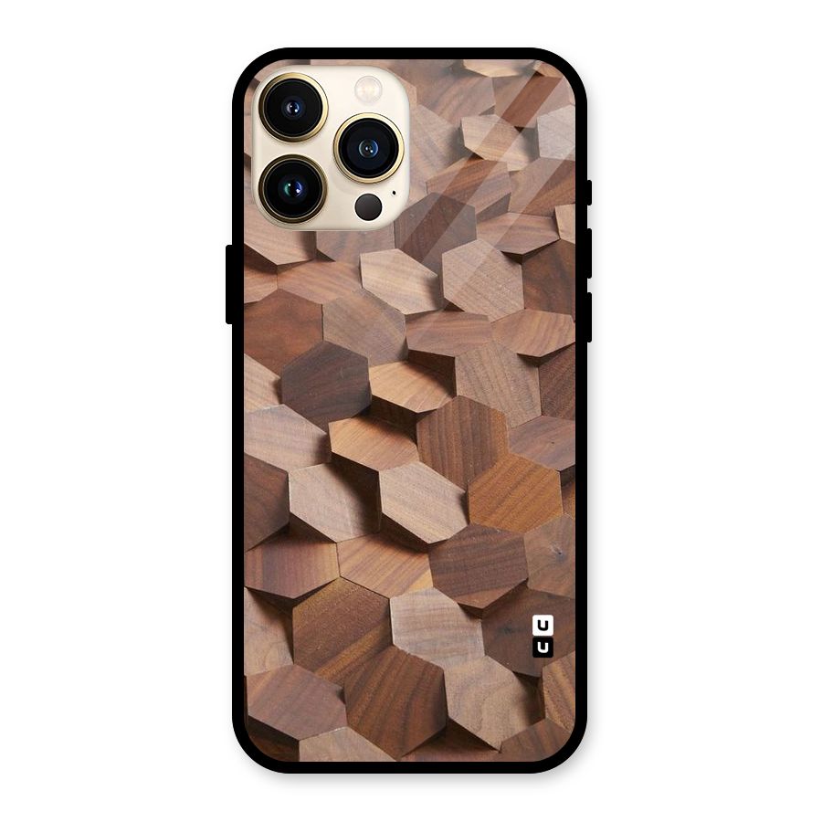 Uplifted Wood Hexagons Glass Back Case for iPhone 13 Pro Max