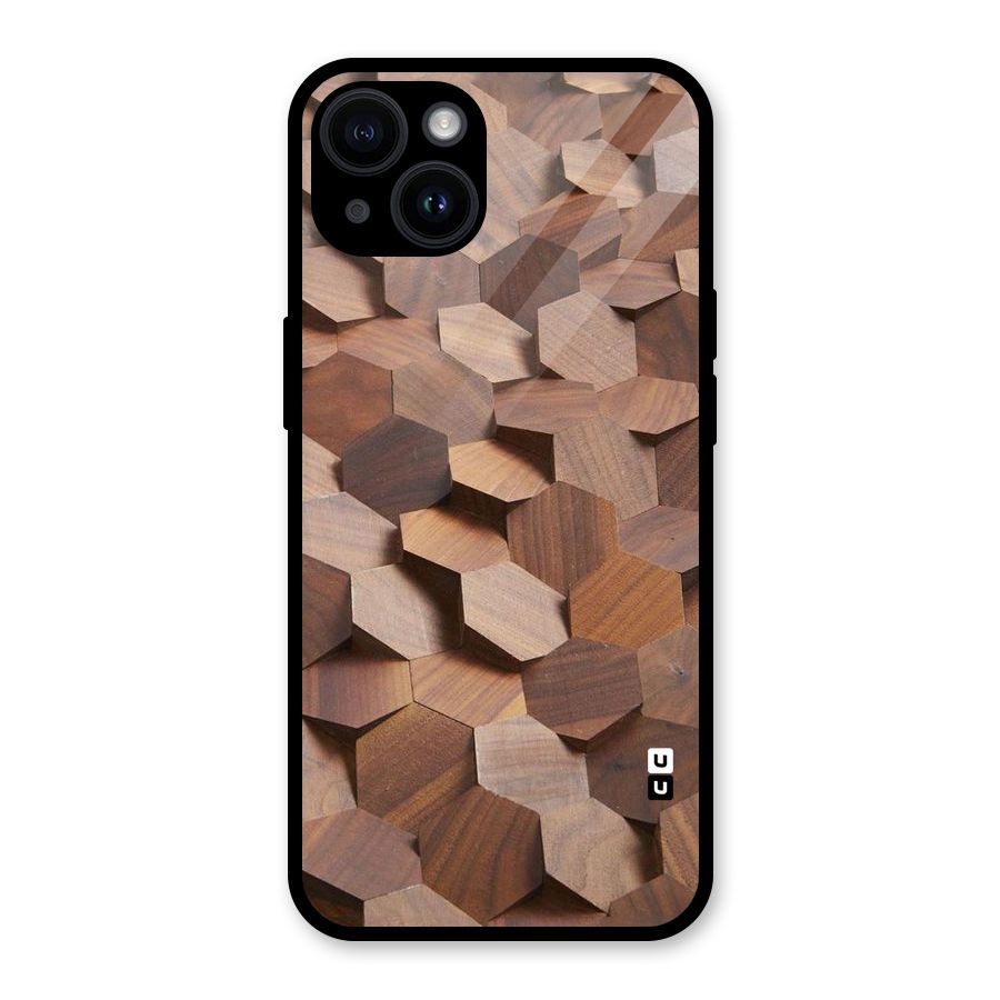 Uplifted Wood Hexagons Glass Back Case for iPhone 14