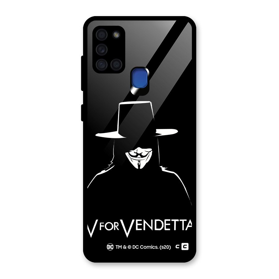 V for Vendetta Minimal Glass Back Case for Galaxy A21s