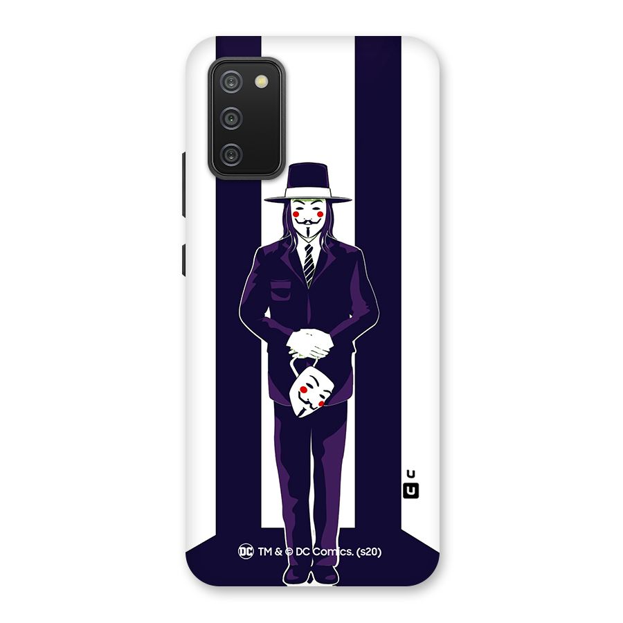 Vendetta Gentleman Holding Mask Illustration Back Case for Galaxy M02s