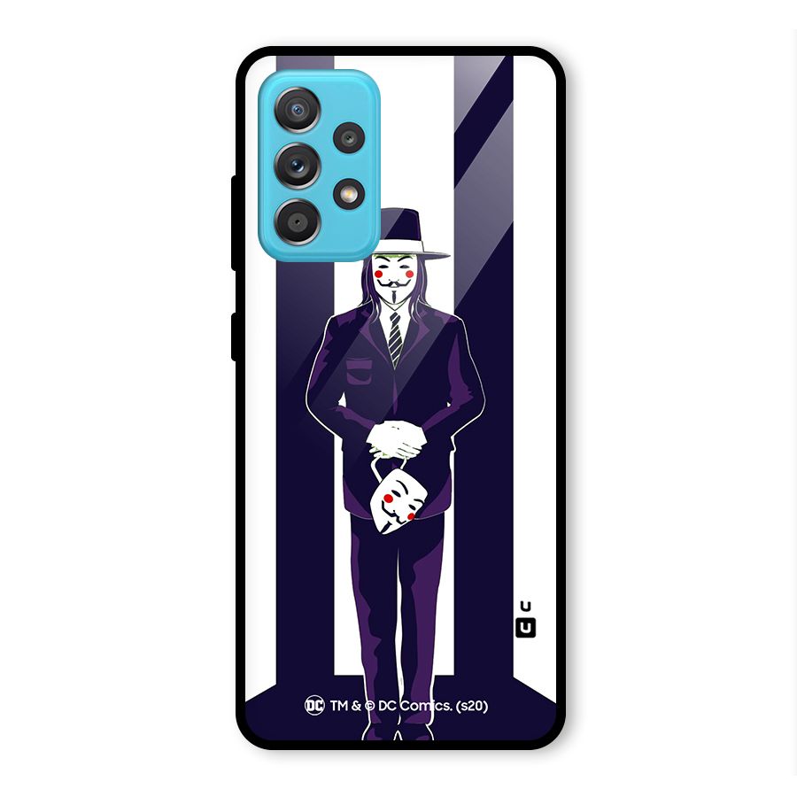 Vendetta Gentleman Holding Mask Illustration Glass Back Case for Galaxy A52s 5G