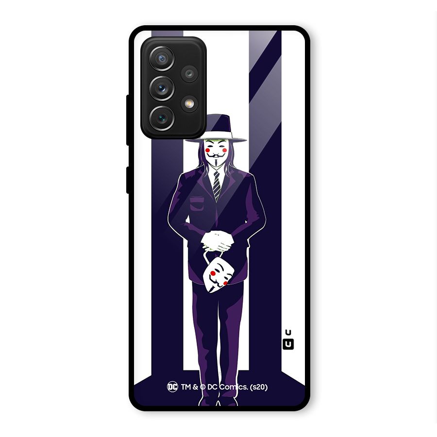 Vendetta Gentleman Holding Mask Illustration Glass Back Case for Galaxy A72