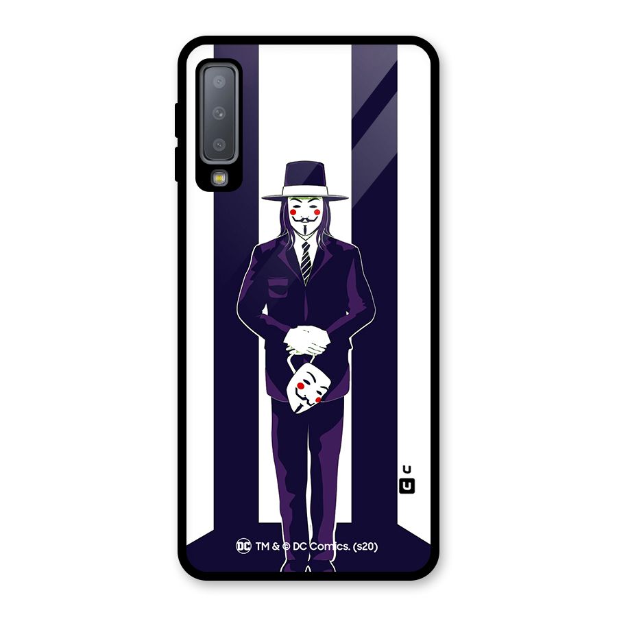 Vendetta Gentleman Holding Mask Illustration Glass Back Case for Galaxy A7 (2018)