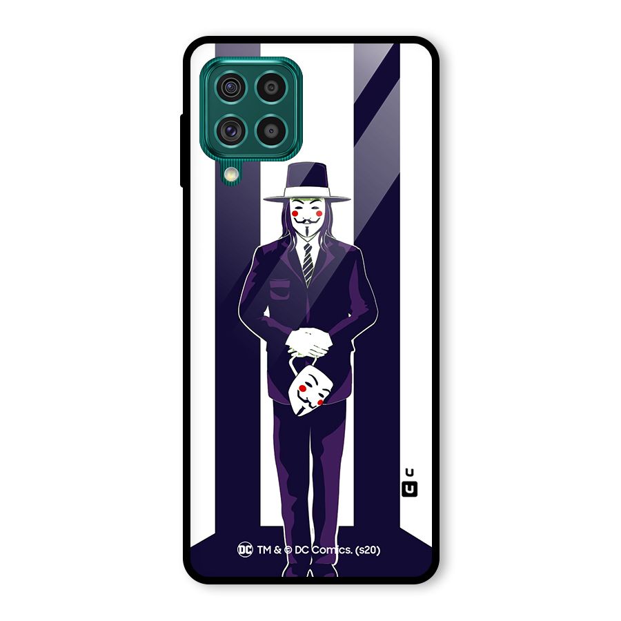Vendetta Gentleman Holding Mask Illustration Glass Back Case for Galaxy F62