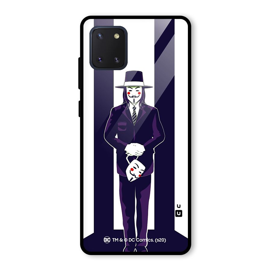 Vendetta Gentleman Holding Mask Illustration Glass Back Case for Galaxy Note 10 Lite