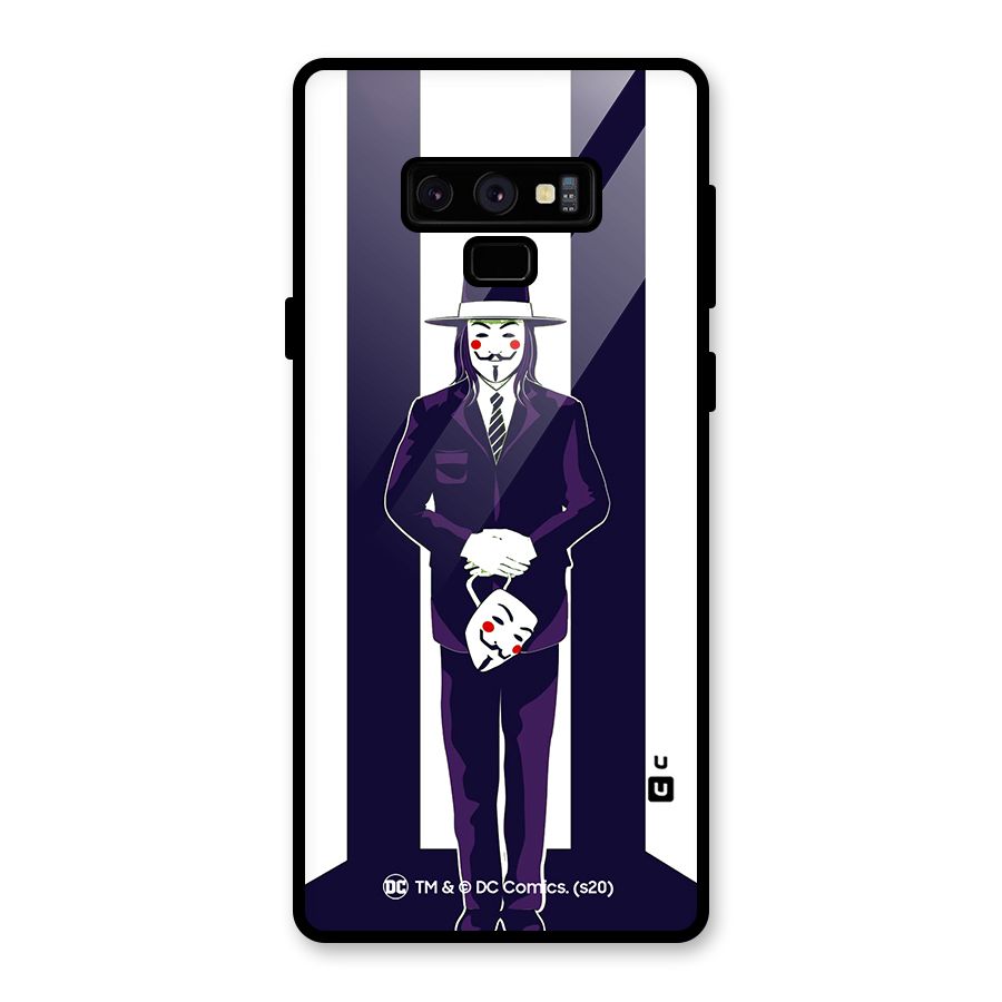Vendetta Gentleman Holding Mask Illustration Glass Back Case for Galaxy Note 9