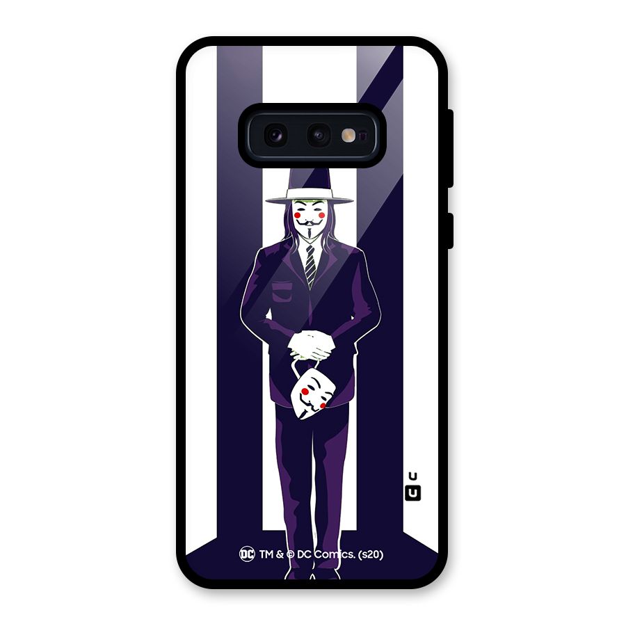Vendetta Gentleman Holding Mask Illustration Glass Back Case for Galaxy S10e
