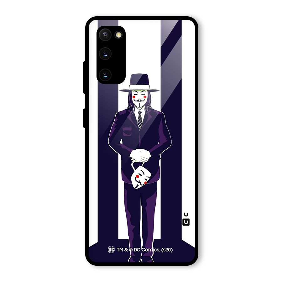 Vendetta Gentleman Holding Mask Illustration Glass Back Case for Galaxy S20 FE 5G