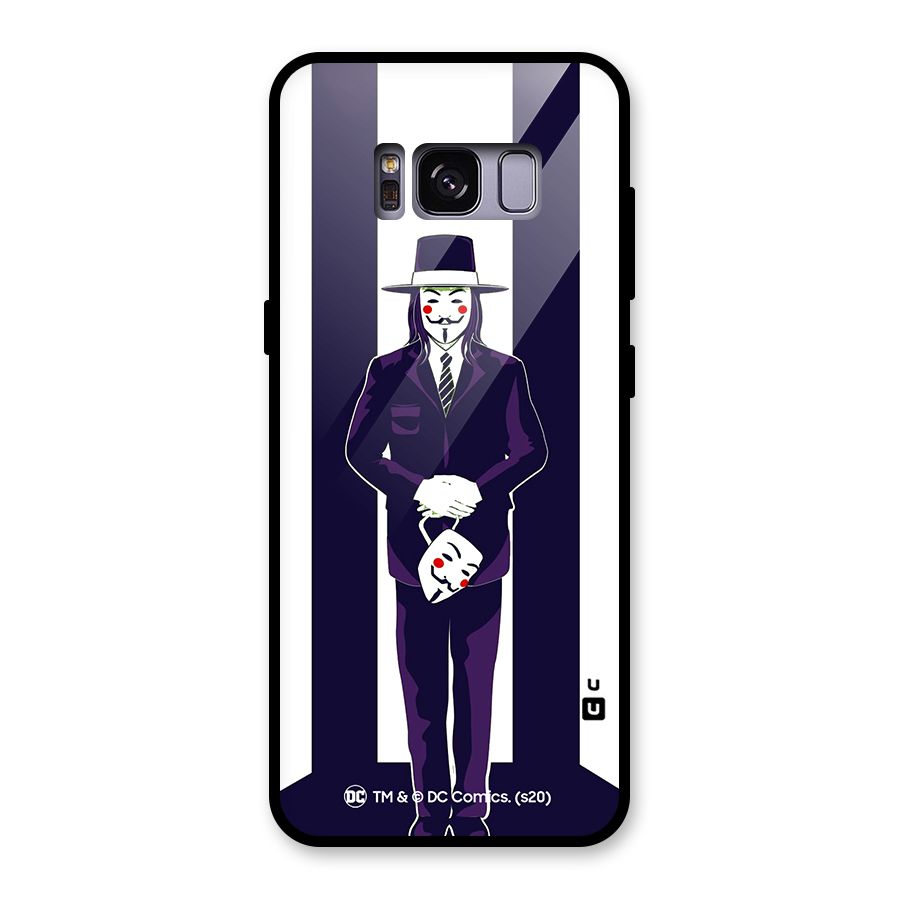 Vendetta Gentleman Holding Mask Illustration Glass Back Case for Galaxy S8