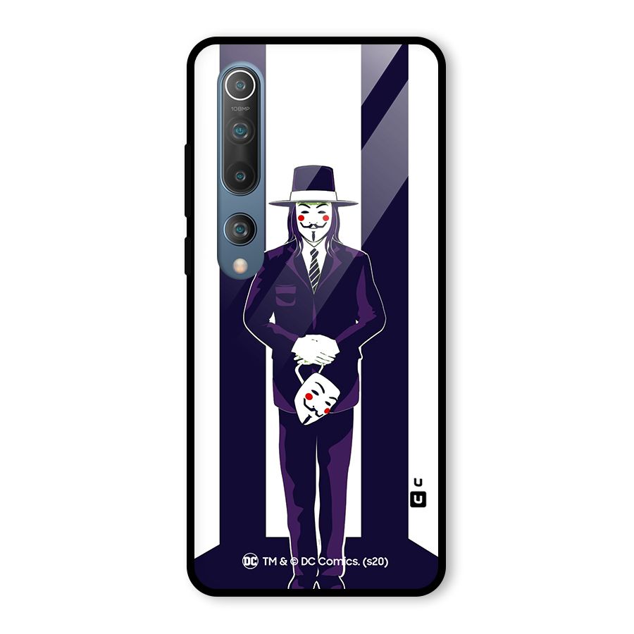 Vendetta Gentleman Holding Mask Illustration Glass Back Case for Mi 10