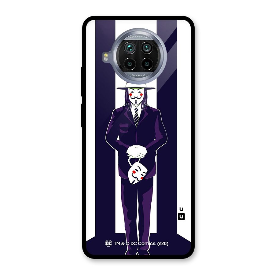 Vendetta Gentleman Holding Mask Illustration Glass Back Case for Mi 10i