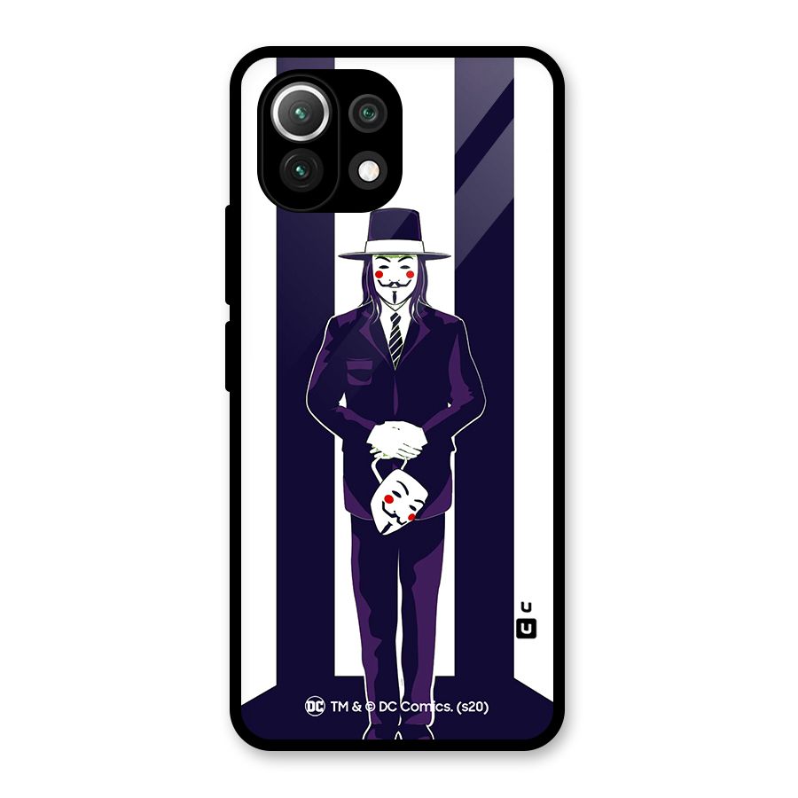 Vendetta Gentleman Holding Mask Illustration Glass Back Case for Mi 11 Lite NE 5G