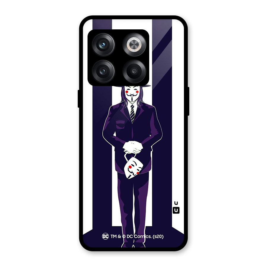 Vendetta Gentleman Holding Mask Illustration Glass Back Case for OnePlus 10T