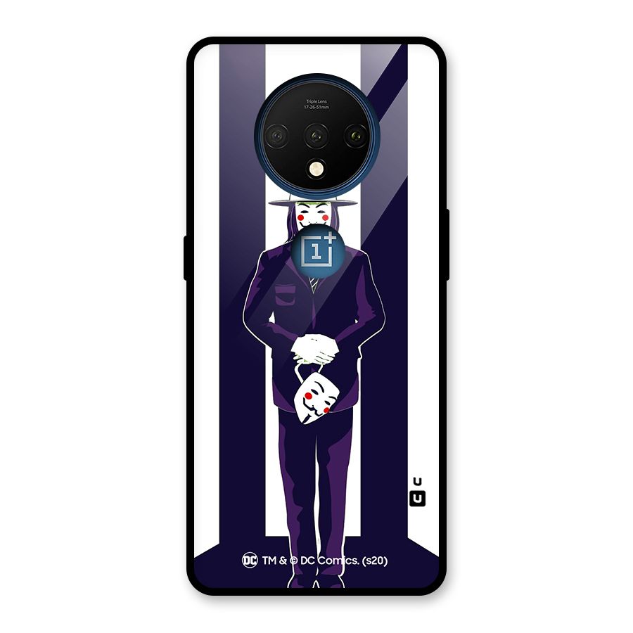 Vendetta Gentleman Holding Mask Illustration Glass Back Case for OnePlus 7T