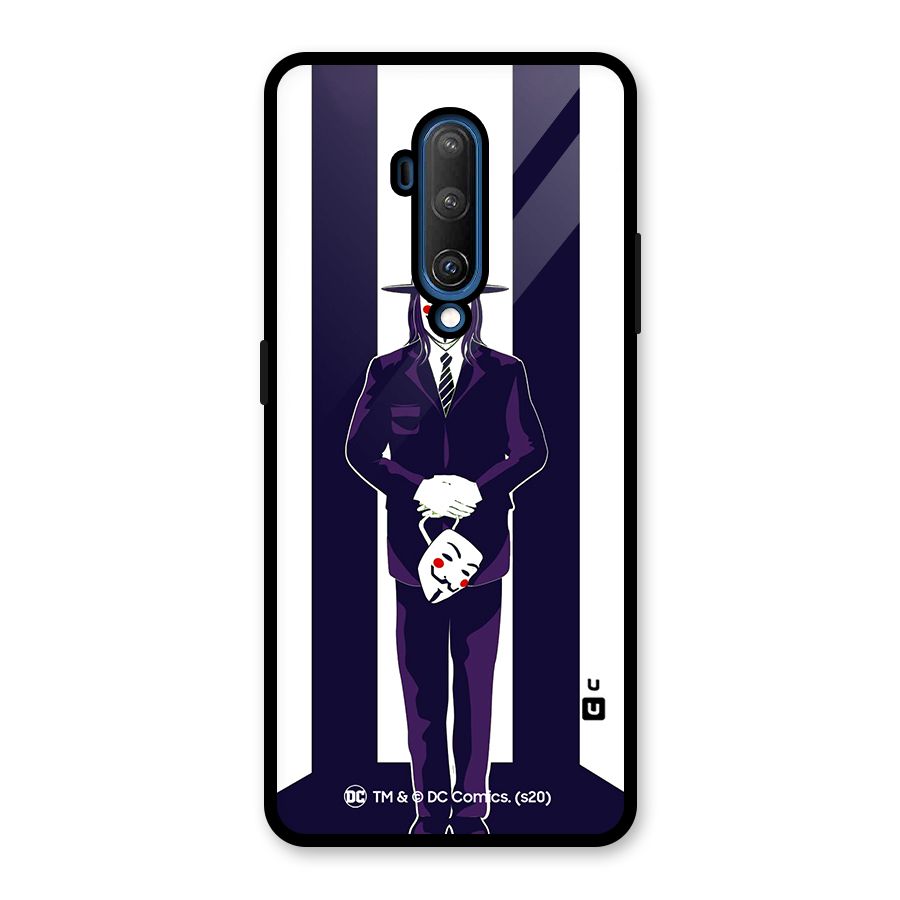 Vendetta Gentleman Holding Mask Illustration Glass Back Case for OnePlus 7T Pro
