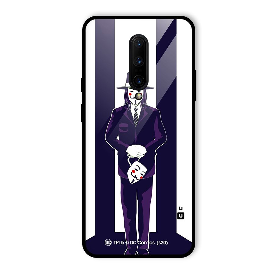 Vendetta Gentleman Holding Mask Illustration Glass Back Case for OnePlus 7 Pro