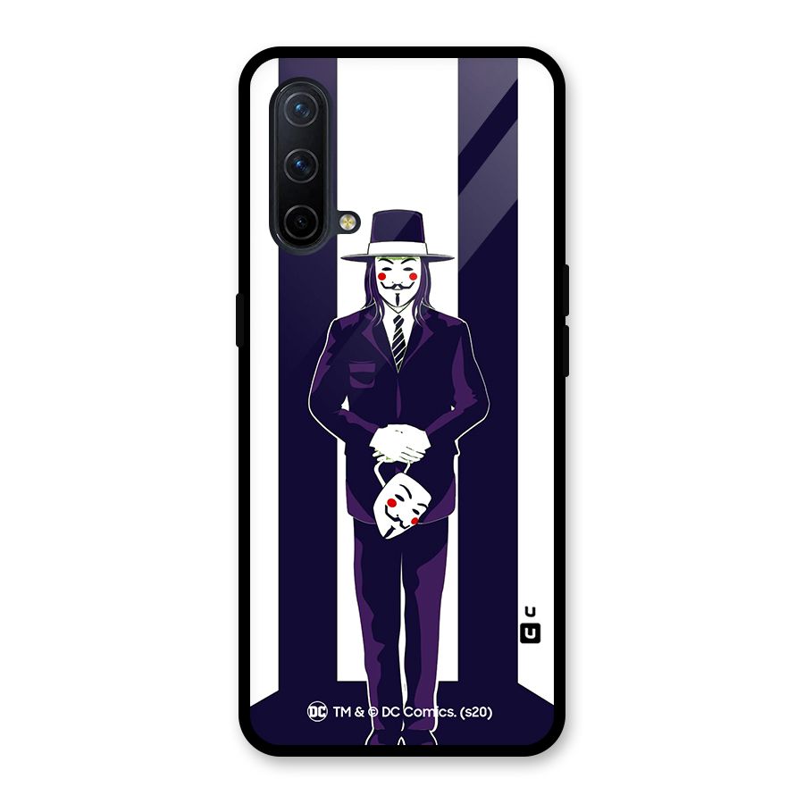 Vendetta Gentleman Holding Mask Illustration Glass Back Case for OnePlus Nord CE 5G