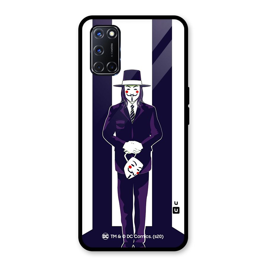 Vendetta Gentleman Holding Mask Illustration Glass Back Case for Oppo A52