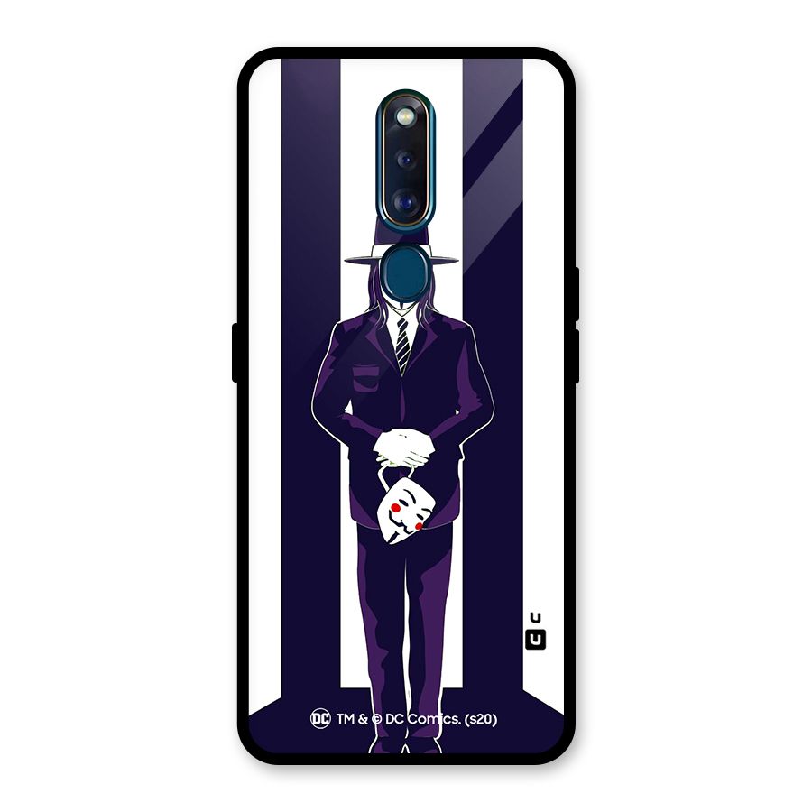 Vendetta Gentleman Holding Mask Illustration Glass Back Case for Oppo F11 Pro
