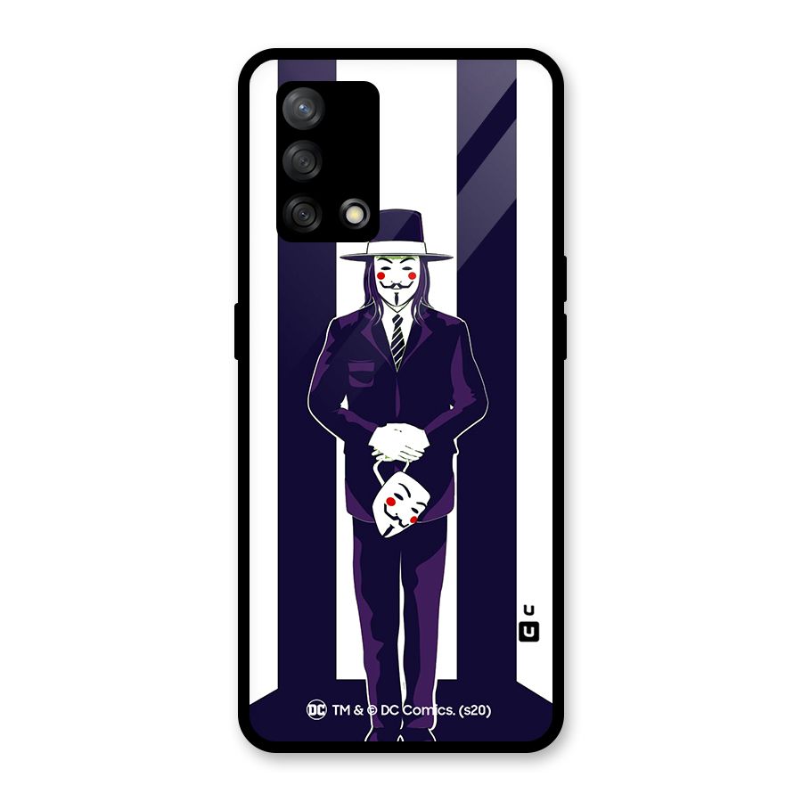 Vendetta Gentleman Holding Mask Illustration Glass Back Case for Oppo F19