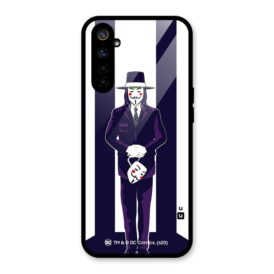 Vendetta Gentleman Holding Mask Illustration Glass Back Case for Realme 6