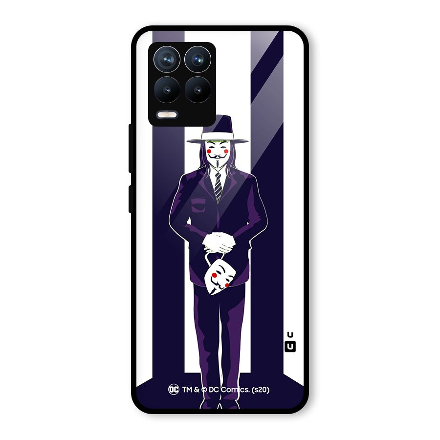 Vendetta Gentleman Holding Mask Illustration Glass Back Case for Realme 8