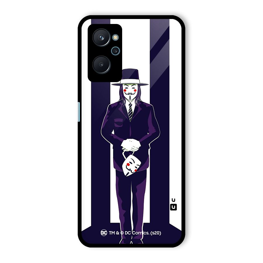 Vendetta Gentleman Holding Mask Illustration Glass Back Case for Realme 9i
