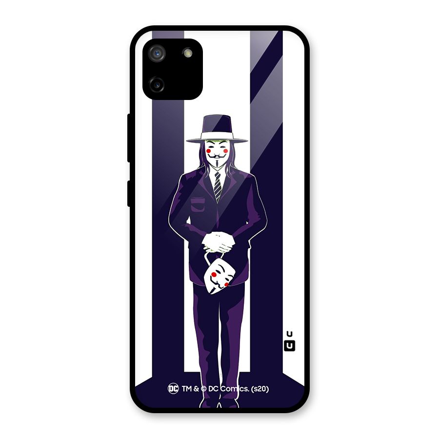 Vendetta Gentleman Holding Mask Illustration Glass Back Case for Realme C11