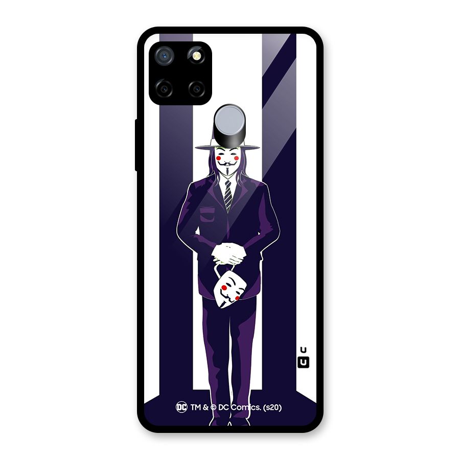 Vendetta Gentleman Holding Mask Illustration Glass Back Case for Realme C15