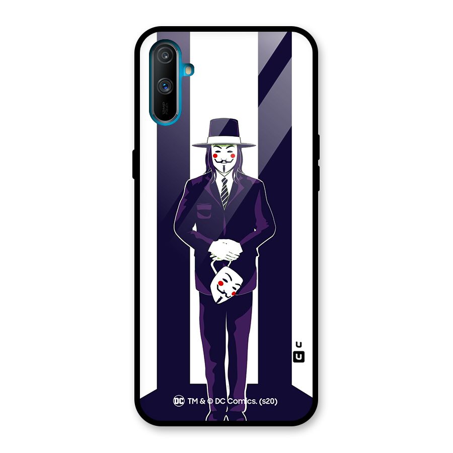 Vendetta Gentleman Holding Mask Illustration Glass Back Case for Realme C3