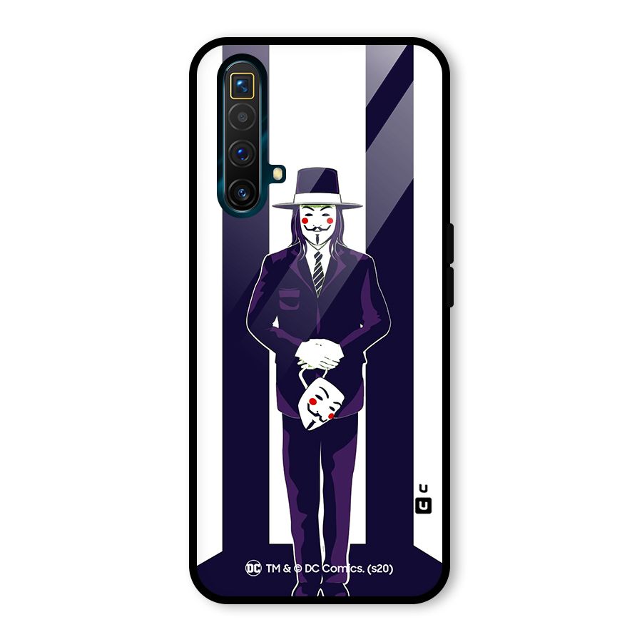 Vendetta Gentleman Holding Mask Illustration Glass Back Case for Realme X3