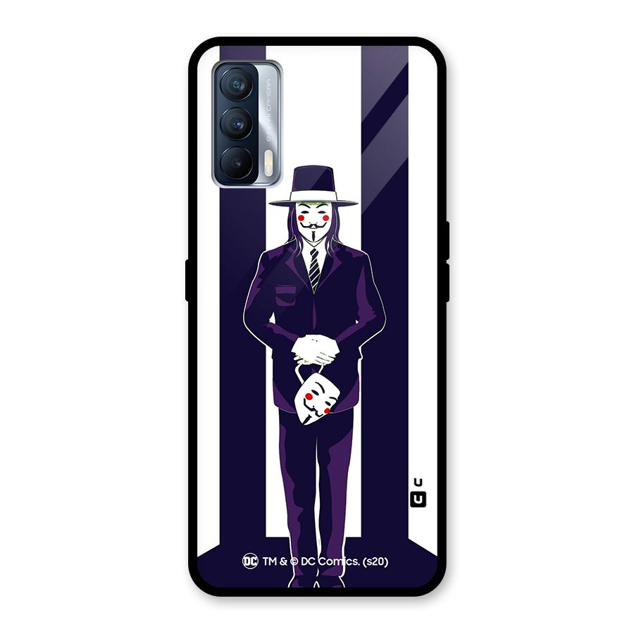 Vendetta Gentleman Holding Mask Illustration Glass Back Case for Realme X7