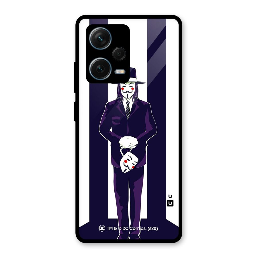 Vendetta Gentleman Holding Mask Illustration Glass Back Case for Redmi Note 12 Pro Plus 5G