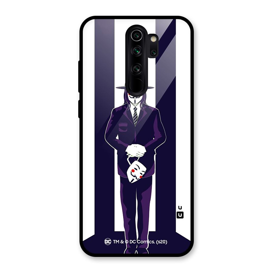 Vendetta Gentleman Holding Mask Illustration Glass Back Case for Redmi Note 8 Pro