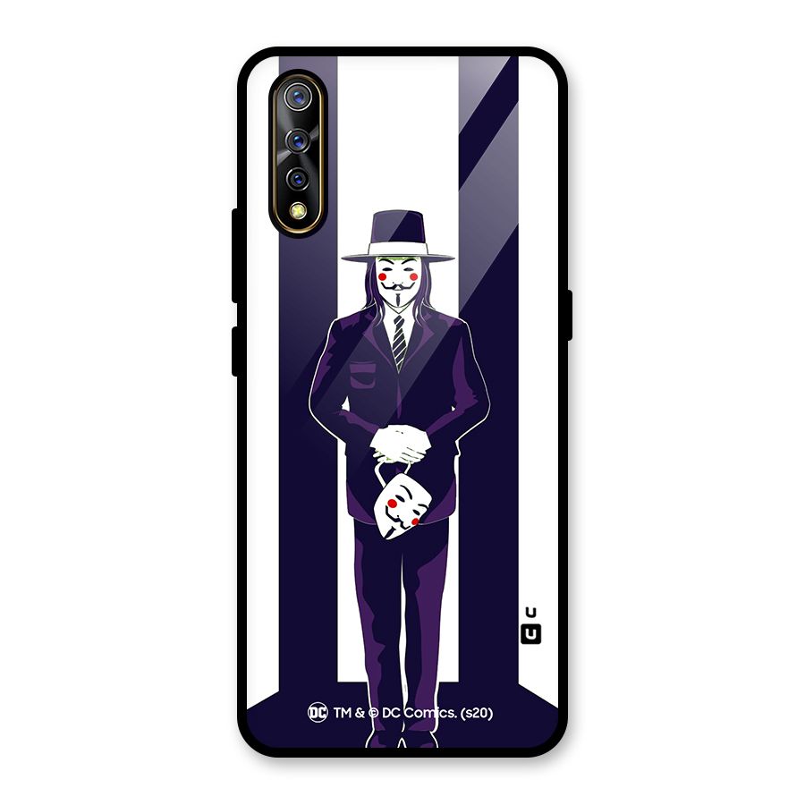 Vendetta Gentleman Holding Mask Illustration Glass Back Case for Vivo S1