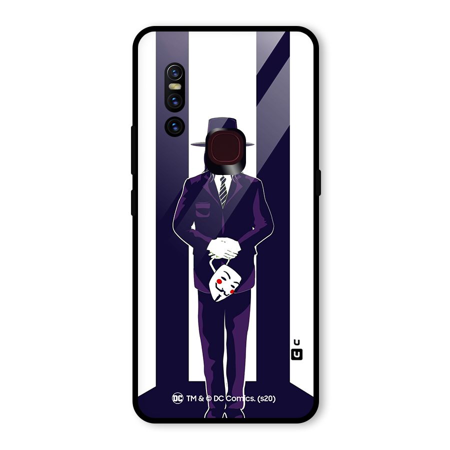 Vendetta Gentleman Holding Mask Illustration Glass Back Case for Vivo V15